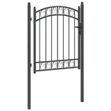 Fence Gate with Lock Grey 150 x 100 cm Powder-coated steel 42008974