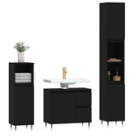 ZNTS 3 Piece Bathroom Furniture Set Black Engineered Wood 3190214