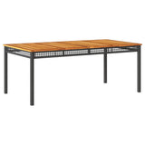 Garden Table Black 180x90x75 cm Poly Rattan Acacia Wood 366279