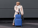 2-Piece ABS Luggage Set with Diamond Pattern & Non-TSA Locks Navy Blue 68760383