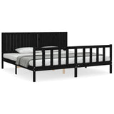 Bed Frame without Mattress Black 200x200 cm Solid Wood Pine 3192970