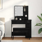 LED Dressing Table Set 2 pcs Black Oak Engineered Wood 3332508