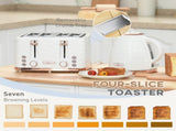 Kettle and Toaster Sets, 3000W 1.7L Rapid Boil Kettle & 4 Slice Toaster with 7 Browning Controls, T3398P343617