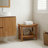 Bathroom Side Table Natural 50 x 35 x 45 cm Solid Teak Wood 42024273