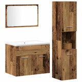 Bathroom Furniture Set with Door 3 pcs Old Wood Engineered Wood 3332495