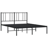 Metal Bed Frame without Mattress with Headboard Black 120x200cm 352478
