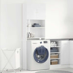 ZNTS Washing Machine Cabinet High Gloss White 64x24x190 cm Engineered Wood 861117