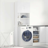 ZNTS Washing Machine Cabinet High Gloss White 64x24x190 cm Engineered Wood 861117