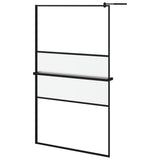 Walk-in Shower Wall with Shelf Black 115x195 cm ESG Glass&Aluminium 3185482