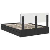 Storage Bed with Headboard Black 150 x 200 cm Engineered Wood 3412263