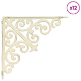 Wall Shelf Brackets 12 pcs Antique White 9.5 x 9.5 x 3 cm Steel 42038810
