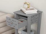Set of Two Elegant Floral Cut-Out Side Tables - Grey T3398P344559