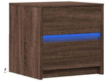 Bedside Cabinet with LED Lights Brown Oak Engineered Wood 852045
