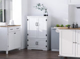 Accent Floor Storage Cabinet Kitchen Cupboard with Adjustable Shelves and 2 Lower Doors, White T3398P341252
