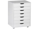 Seven-Drawer Filing Cabinet, with Wheels - White T3398P330433