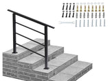 Handrails for Outdoor Steps, Wrought Iron Handrail Fits 1 or 3 Steps, Transitional Handrail with 50985893