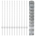 Fence with Posts Silver 1 x 25 m Steel 3337120