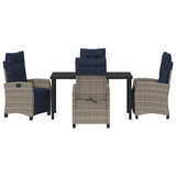 Garden Dining Set with Cushion 5 pcs Grey Poly Rattan 3380472
