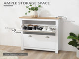 2 Drawer Shoe Cabinet Modern Narrow Shoe Cupboard Hallway Wooden Storage Organiser with Flip Doors T3398P344839