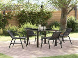 Garden Dining Set 5 pcs Black Powder-Coated Steel 3379381