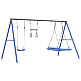Outdoor Swing Set with Swing, Trapeze, Nest Swing 3283616