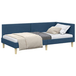 Corner Bed Frame Blue 90 x 200 cm Fabric and Engineered wood 42016196