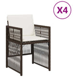 Garden Chairs with Cushions 4 pcs Brown Poly Rattan 364969