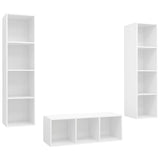 3 Piece TV Cabinet Set White Engineered Wood 3079754