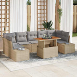 Garden Sofa Set with Storage 8 pcs Beige Poly rattan 3358667