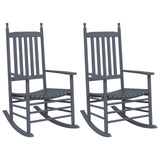 ZNTS Rocking Chairs with Curved Seats 2 pcs Grey Solid Wood Poplar 3281589