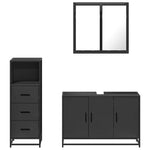 ZNTS 3 Piece Bathroom Furniture Set Black Engineered Wood 3301010