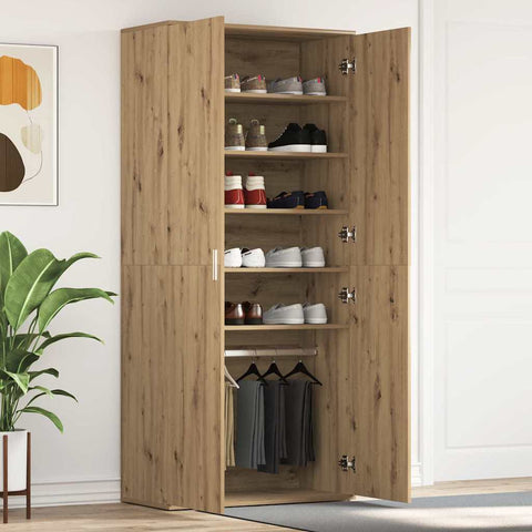 Shoe Cabinet with Door Brown 80 x 39 x 180 cm Engineered wood 3333874