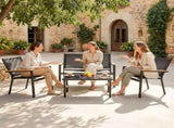 Outdoor Sofa 4 Seater Garden Sofa Set with Loveseat 2 Chairs and Coffee Table Black T3398P550288