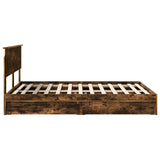 Storage Bed with Drawer Smoked Oak 140 x 190 cm Engineered Wood 3408456