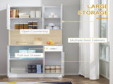 Kitchen Cupboard, Freestanding Kitchen Storage Cabinet with 6 Doors, Drawer, Adjustable Shelves and T3398P378830