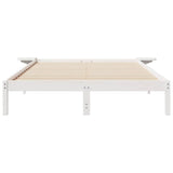 Bed Frame with Side Tables White 160 x 210 cm Solid Pine Wood 873230