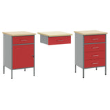 Work Cabinet with Drawer 8 pcs Red Engineered Wood and Steel 3321467