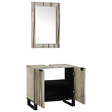 Bathroom Cabinet Set 2 pcs White Solid Mango Wood 3310048