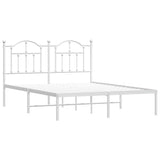 Metal Bed Frame without Mattress with Headboard White 135x190cm 353487