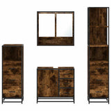 4 Piece Bathroom Furniture Set Smoked Oak Engineered Wood 3301287