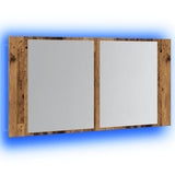 LED Mirror Cabinet Old Wood 90x12x45 cm Engineered Wood 856284