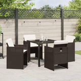 Garden Dining Set with Cushion Folding 5 pcs Brown Poly rattan 3379952