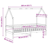 Kids' House Bed Frame without Mattress Wax Brown 90x200 cm Pine 850703