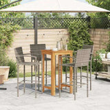 Garden Bar Set Grey Solid acacia wood, PE rattan, powder-coated steel 3295277
