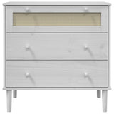 Drawer Cabinet SENJA Rattan Look White 80x40x80 cm Solid Wood Pine 358023
