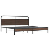Metal Bed Frame without Mattress Brown Oak 193x203 cm 3318701