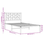 ZNTS Metal Bed Frame with Headboard White 100x190 cm 374480