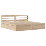 Bed Frame with Headboard 200x200 cm Solid Wood Pine 3307071