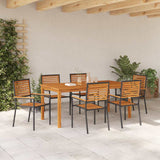 Garden Dining Set 7 pcs Black Solid Acacia Wood 3365541