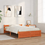 Bed Frame Wax Brown 205.5 x 125.5 x 51 cm Solid Pine Wood 870145